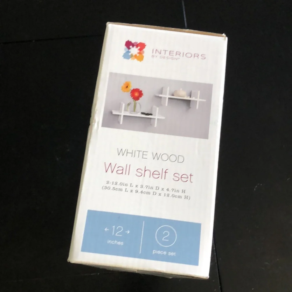 Interiors by Design White Wood Wall Shelf Set